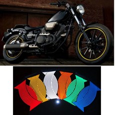 비엘스키 그린 오렌지 데칼 오토바이 스티커 반사테이프 휠스티커 헤드 블루 바퀴 자전거, 블랙 BL03209