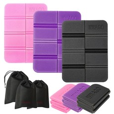 와고 휴대용 등산 방석 3개 친환경 초경량 1인용 미니 한강 축제 엉덩이방석, 핑크 퍼플 블랙