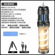 Chiguangfox 多功能驅蚊露營燈 戶外露營LED燈, 軍綠色 驅蚊燈 支架 6個蚊香片 說明書 彩盒