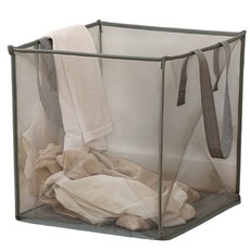 MUSI 雙層折疊洗衣籃 - 網格透氣髒衣籃 摺疊收納籃 髒衣服收納神器, 折疊洗衣籃 灰單 現貨, 折疊洗衣籃-灰單