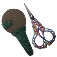 YOUGUOM 자수 가위 커버 포함 날카로운 팁 바느질 공예 스레딩 아트워크 DIY 도구 빈티지 무지개 미니 가위, Rainbow, 1개