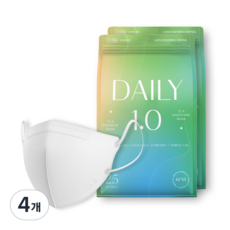 CLA 코리아 데일리 보건 컬러 새부리형 마스크 어린이용 KF94, 25개입, 4개, 화이트