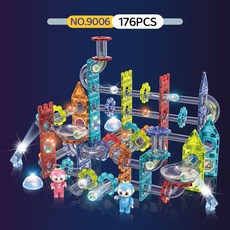 MAGNA-TILES 마그네틱 건설 세트 브랜드 빌딩 오리지널 스페이스, K. 조명 볼 트랙 블록 176PCS