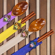 전통 숟가락 젓가락 2인 나무 수저 선물세트, 1개, 2인용세트, 나무수저
