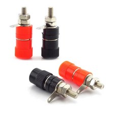 비엘스키 바나나플러그 잭 커넥터 소켓 니켈 도금 바인딩 포스트 너트, 4개, 바나나플러그GD00073블랙+레드