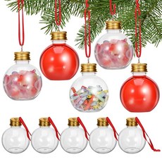 크리스마스 트리 장식품 음료 공 10피스 투명 충전 가능한 미니 부즈 볼 플라스틱 안경 전구 장식 나사 캡 포함 홈 홀리데이 웨딩 파티 공예 장식용 100ml 310915, 크리스마스 트리 장식품 음료 공, 10피스 투명 충전