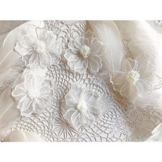 간자 더블 레이어 레이스 꽃 아플리케 자수 패치 바느질 DIY 수제 공예 웨딩 드레스 장식 5 개 6cm, white