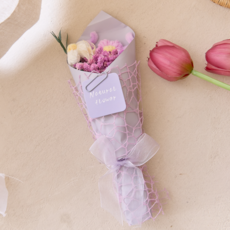 무둥 드라이플라워 프리저브드 꽃다발 선물, 라벤더 퍼플 M