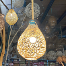 自然屋精品 手工竹編吊燈 藝術燈飾 餐廳咖啡廳適用, 蛋型藤編吊燈, 自然色