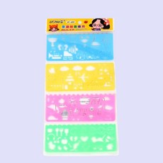스텐실도안 드로잉자 문구용품 1세트 14.7cm 4색 일기장꾸미기 플라스틱자