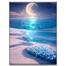 Diyee 보석십자수 캔버스형 취미 DIY세트 30x40cm, E1212 블루 문, 1세트