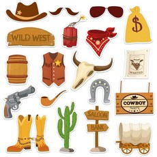 Hying Westworld 카우보이 컷아웃 게시판 장식 76개 포스터 모자 선인장 컷아웃 판지 종이 커팅 장식 접착제 포인트 포함 교실 칠판 장식용, Style-b