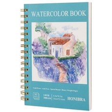 수채화 종이 패드 14 x 21.6cm(5.5 x 8.5인치) 300g(140파운드) 콜드 프레스 소형 수채화 스케치북 나선형 바운드 수채화 저널 워크북 성인 운동 또는