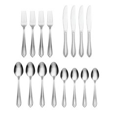 Hampton Forge Ginger 티 스푼 4개 0.1kg 0.25파운드 메탈릭 265010, 16피스 식기 세트