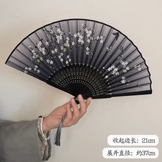 流蘇漢服水墨風格絹布摺扇, 梅花【25根扇骨】,無規格, 1個