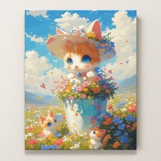 색채움 DIY 명화 유화 그리기 색칠하기 세트 40x50cm, SCU12 봄이라 좋으냥, 1개
