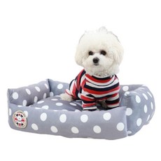 강아지 포근한 사각 쿠션 도트그레이 중형 1P 침대 uts3+bKo