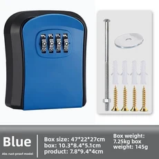 장식용 비밀번호 키 박스 B&B 벽걸이형 건설 현장 도난 방지 도어 캣아이 엔지니어링 잠금장치, 03 blue regular