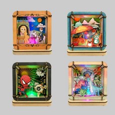 빛나는 LED 우드 동화 극장 시어터 만들기 DIY 공예, 1개
