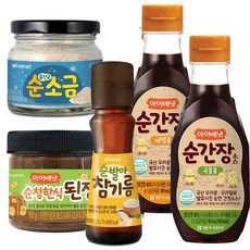 아이배냇 아기 이유식 비빔용 국물용 간장 된장 소금 참기름 5종세트, 1개, 150g