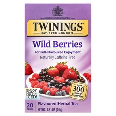 Twinings 맛을 가미한 허브차 야생 베리 카페인 무함유 티백 20개 40g(1.41oz) Twinings (트와이닝), 40g, 1개