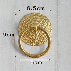 新貨熱銷 新中式大門裝飾 中式拉環 純銅中式拉手 仿古大門把手 老式古建庭院木門拉環 古典圓形拉手門環, D款黃銅色（一個）, 1個