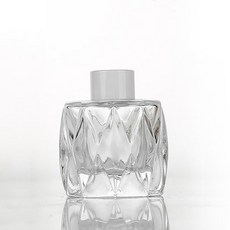 VITO zakka 菱格紋擴香玻璃瓶 香氛精油瓶, 1個, 80ml (現貨),銀色蓋