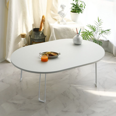 좌식 접이식 타원형 폴딩 테이블 좌탁 밥상 거실가구 소형 식탁 90x60cm, 소프트그레이