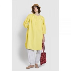 JAJU 자주 여 스트라이프 7부 라운지 원피스_옐로우 2455096