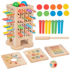 QIYI WOODEN 早教木製五合一抽棍遊戲, 1套
