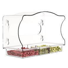 포우허그 새모이집 분리형 2종 야외 부착형 아크릴 모이통 세척, 투명 네모 모양, 1세트