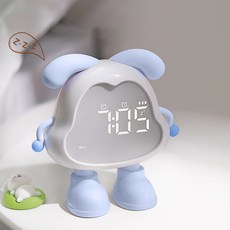 플랜와이 멍멍이 멀티 다기능 LED 탁상 알람 시계, 스카이블루