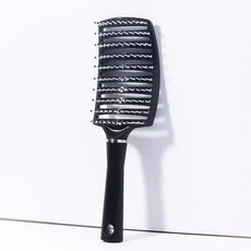 1pc 검은 색 대형 곡선 나일론 헤어 브러시 디자인 환기 두피 마사지 빗 실제 머리 가발 특별, 1개