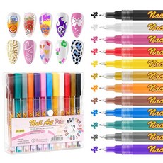 네일 아트 마커 세트 페인팅용 12가지 색상 펜 어린이 및 여아용 폴리쉬 초보자를 위한 DIY 애호가 살롱 아티스트 오래 지속되는 매니큐어 펜 도구 177130, 네일 아트 마커 세트, 페인팅용 12가지 색상 펜, 어, 1