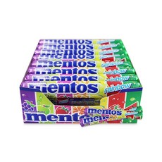 멘토스 레인보우 과일 캔디 37.5g×24개x1통 어린이 사무실 행사 사탕 간식 화이트데이, 900g, 1세트