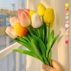 아띠꼴로 5송이1세트 감성다발 생화같은 조화 튤립 미니 인테리어, 애플그린, 5개