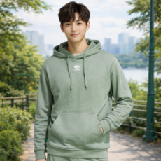 아디다스 에센셜 플러스 헴프 후디 그린 남여공용 따뜻한 부드러운 정사이즈 캐주얼 후드티