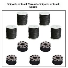 특수 재봉틀 보빈 페어 코어 롤보관 상자 홈 패브릭 아트 재봉 재료, 1개, 1. 검은색 상단 스레드 5개 + 검은색 하단 스레드