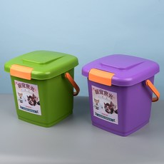 家用廚餘堆肥桶 乾濕分離 塑料垃圾桶, 寵物儲糧桶防潮蓋中蓋裝6斤紫色, 1個