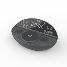 Shaba 藍牙音箱 無線充電 時鐘鬧鐘 FM收音機, 鐵灰色,15瓦