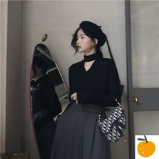 초커니트 오픈 초커 데이트룩 겨울 가을 긴팔 긴소매 니트 홀터 스웨터