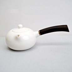 自在坊茶具 玉瓷側把壺 白瓷黑檀木餅側把壺 精品茶壺, 玉瓷黑檀柄西施側把壺, 1個, 200ml