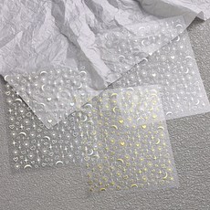 모소가 하트 문 스타 믹스 네일 스티커 3종, 1개, 실버+오로라+골드