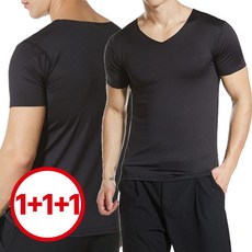 [1+1+1] 심리스 반팔 브이넥 아이스 쿨 런닝 반팔 티셔츠 남녀공용 무봉제 이너웨어 3장세트