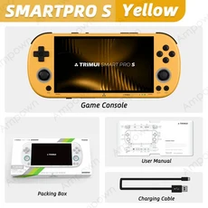 TRIMUI SMART PRO S 휴대용 게임 콘솔 496'' IPS 스크린 올위너 A523 프로세서 홀 조이스틱 RGB 조명 TG505, 02 No Card0 Games, 04 Yellow