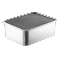 可疊加收納圓角304不鏽鋼保鮮盒(6種尺寸) PE軟蓋不銹鋼食物保鮮盒 冷凍盒 密封盒 海鮮保鮮盒, 1個, 1個裝