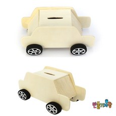 만들기자랑 굴러가는 자동차 나무저금통 만들기재료 바퀴자동차 미술활동 교구 어린이집 저금통 우드, 굴러가는자동차저금통