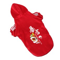 【格森】狗狗秋冬季加絨連帽衛衣 拉布拉多金毛柴犬適用 寵物衣服, 紅色暴富,XS(體重1----2斤), 1個
