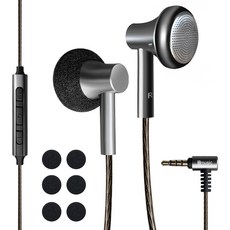 Hmusic 하이파이 오픈형 플랫 헤드 유선 이어폰 WE05, 그레이