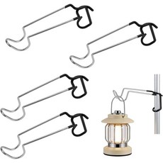 아카자 4개 세트 캠핑 랜턴 후크 걸이 10인치 야외 램프 스탠드 스테인리스 스틸 미끄럼 방지 텐트 조명 기둥 휴대용 물병 거치대 사냥 낚시 하이킹용, black